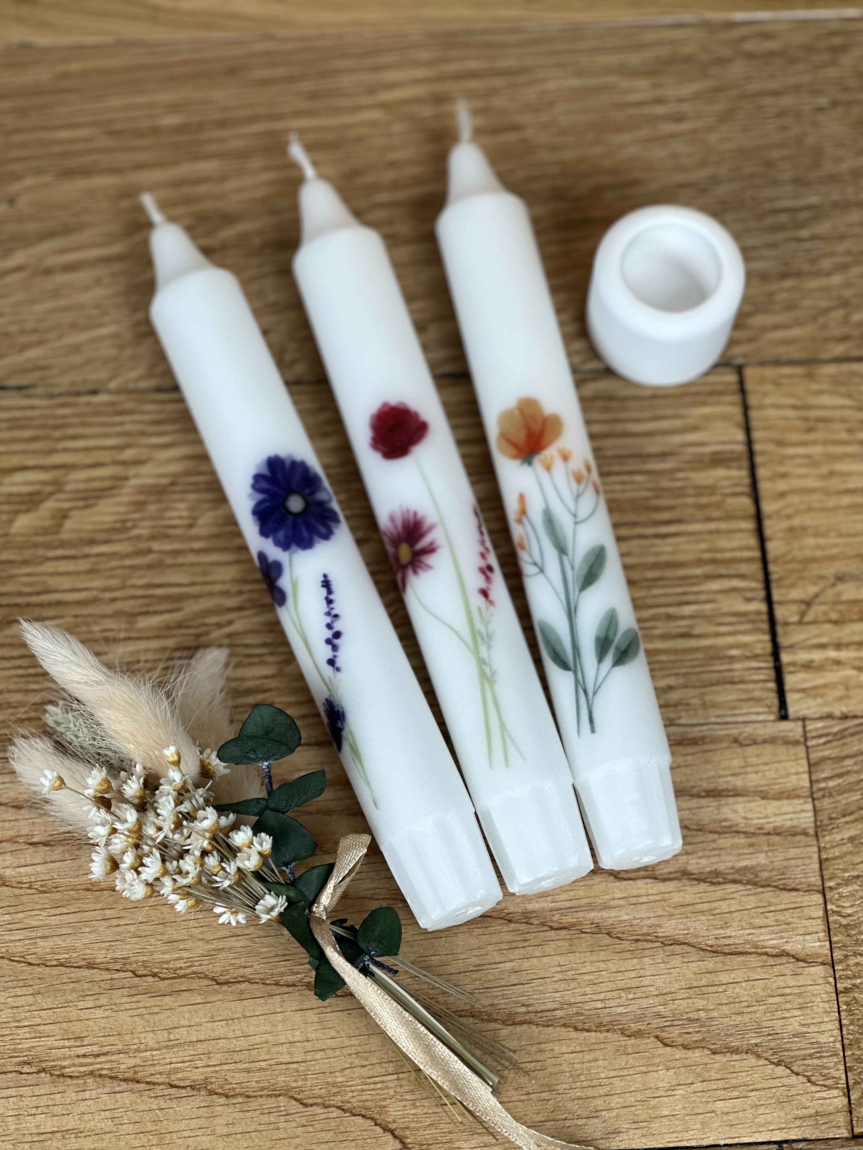 Stabkerze Geschenke-3er Set Blumig 