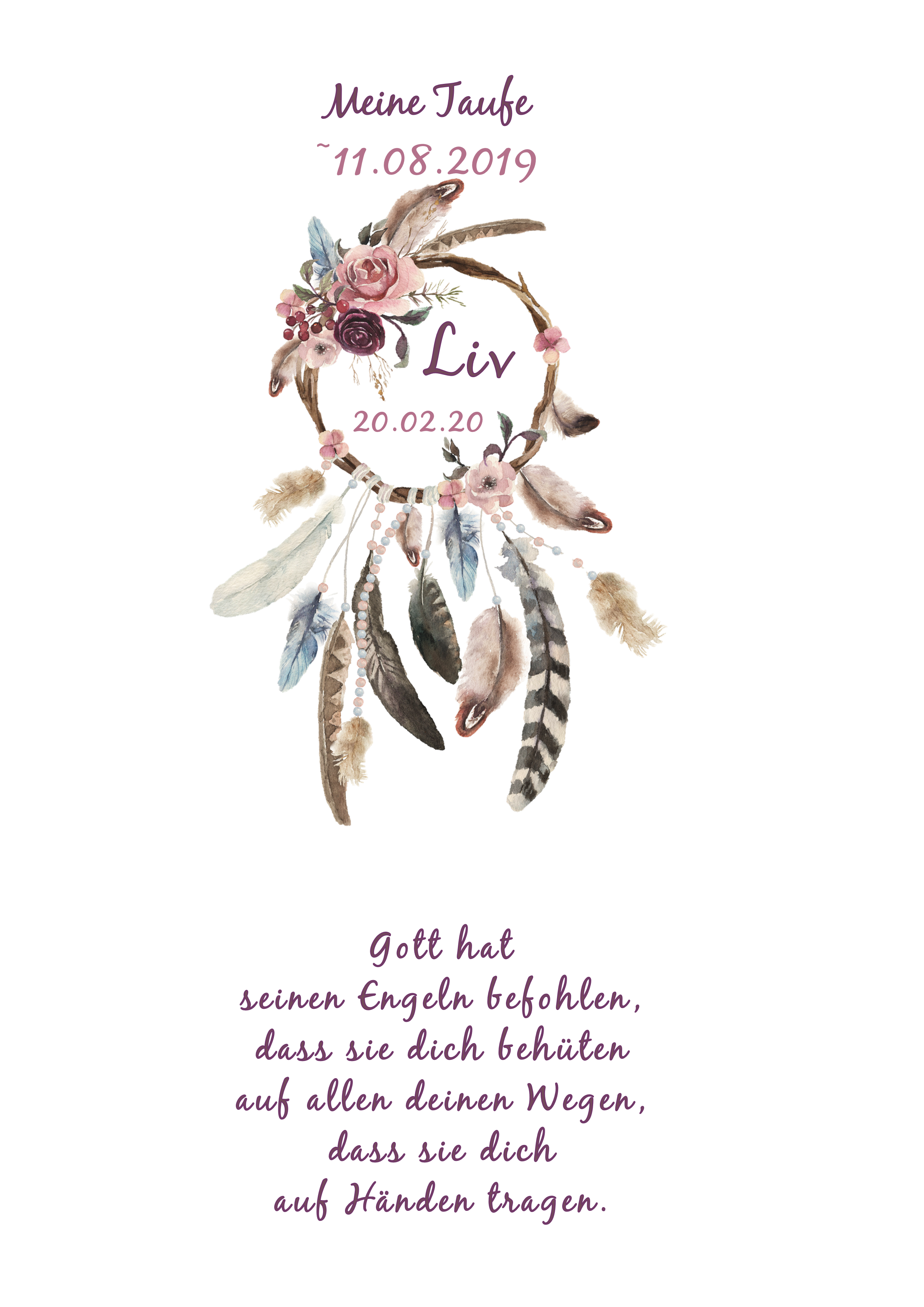 Kerze Traumfänger Mädchen rosa-altrosa-bordeauxrot