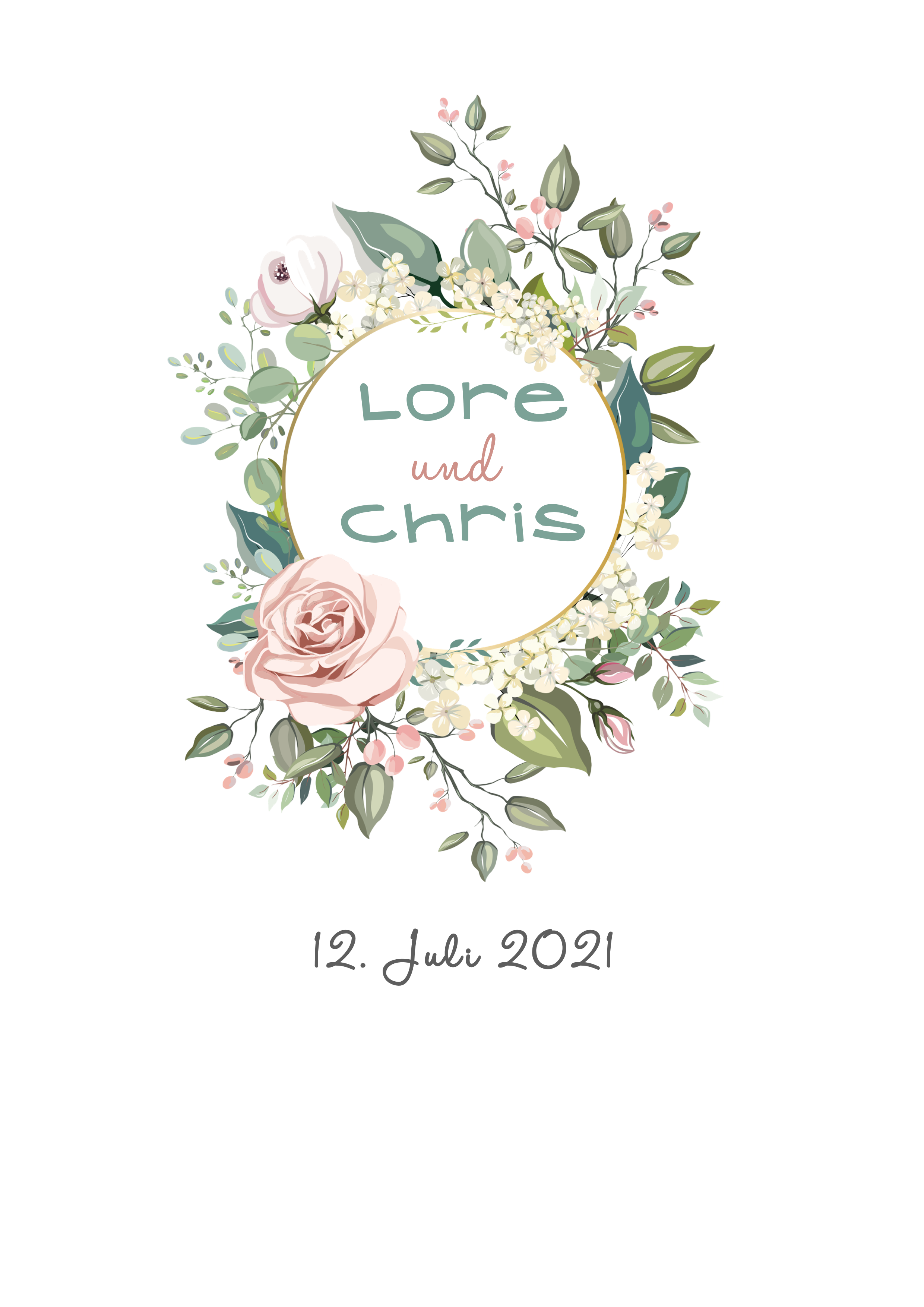 Hochzeitskerze Blütenkranz mit Rose