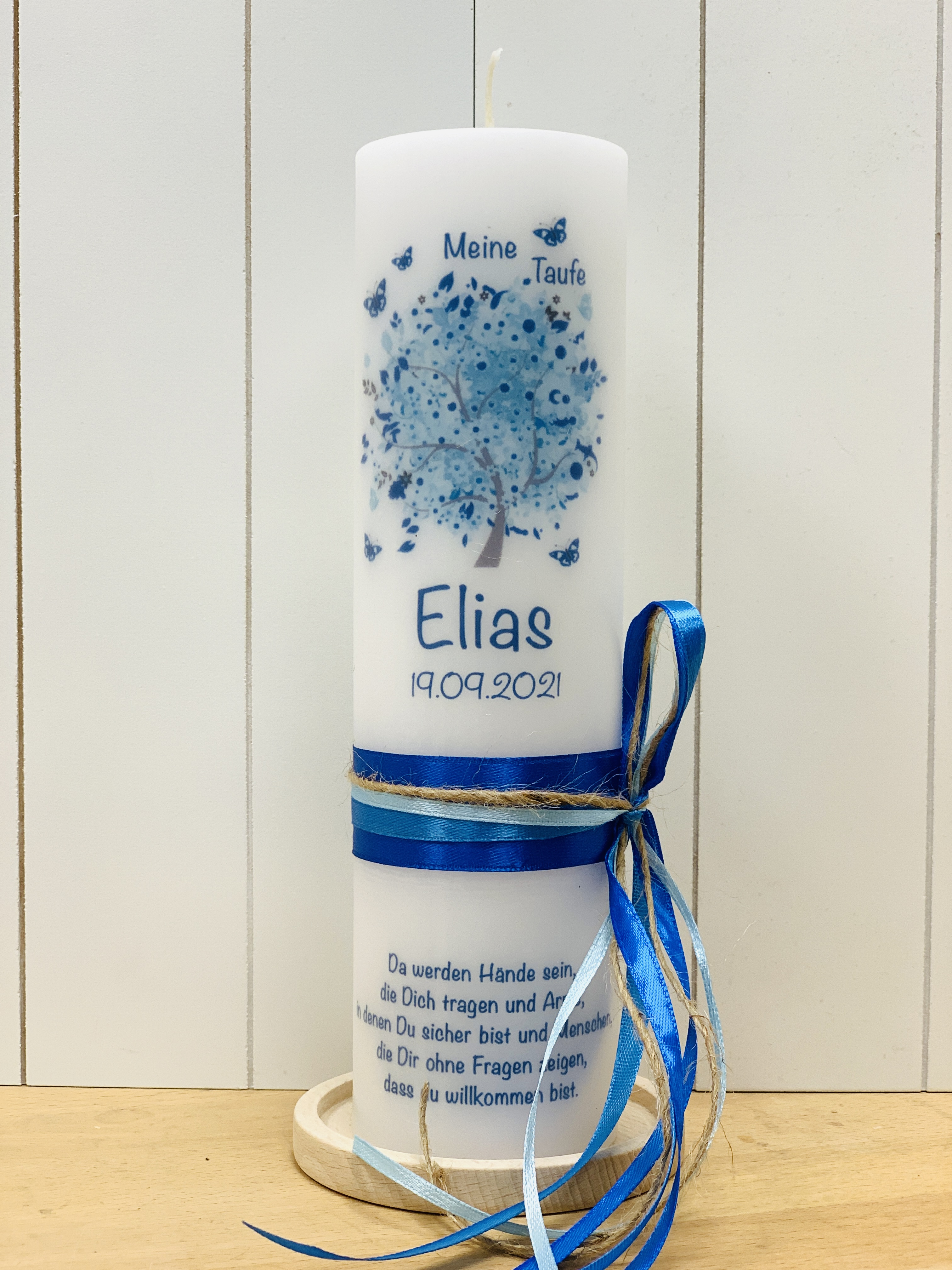 Baum des Lebens blau mit Band einfach + Schleife seitlich Motiv 38