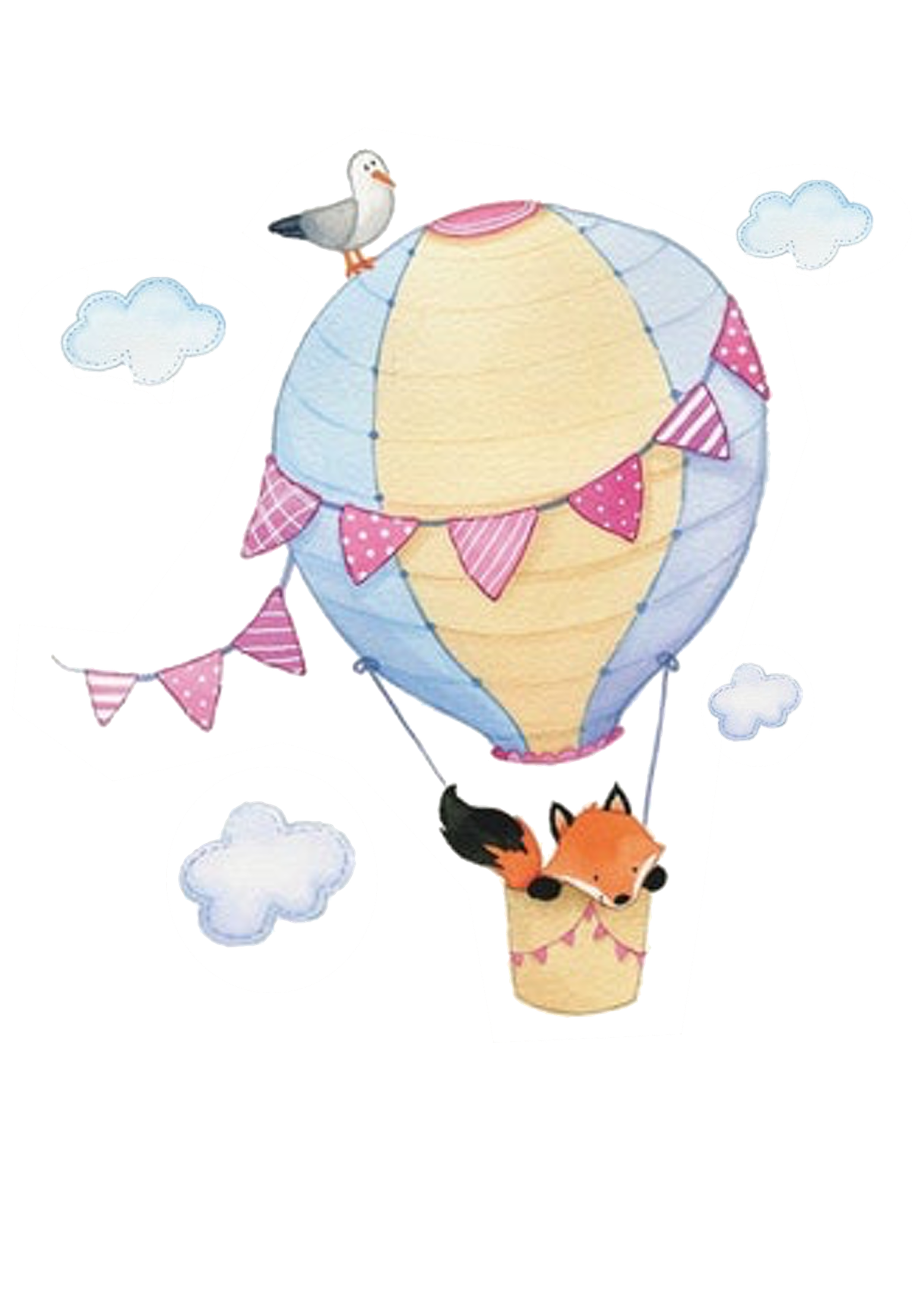 Kerze Heißluftballon mit Fuchs rosa