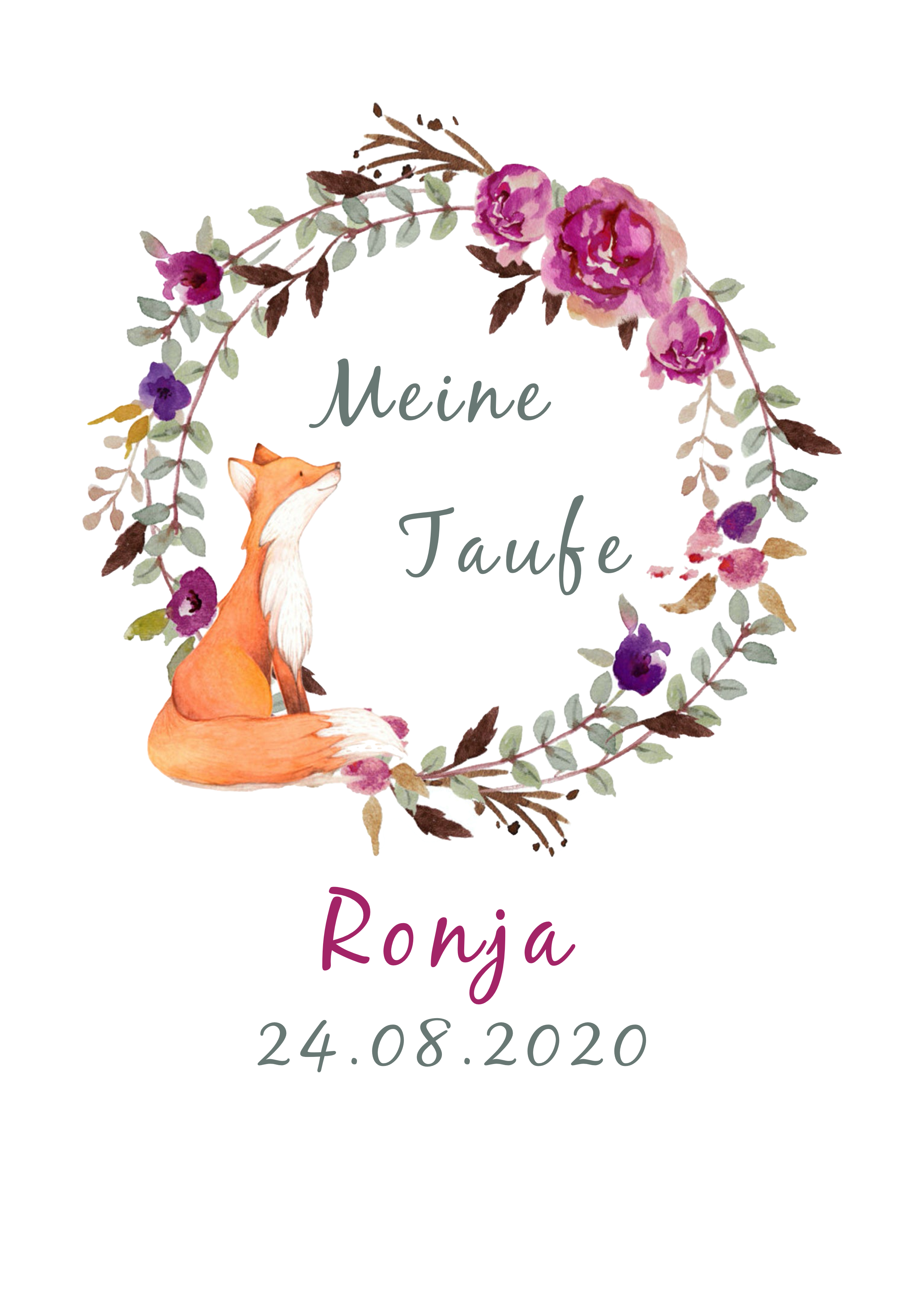 Kerze Fuchs mit Blumenkranz