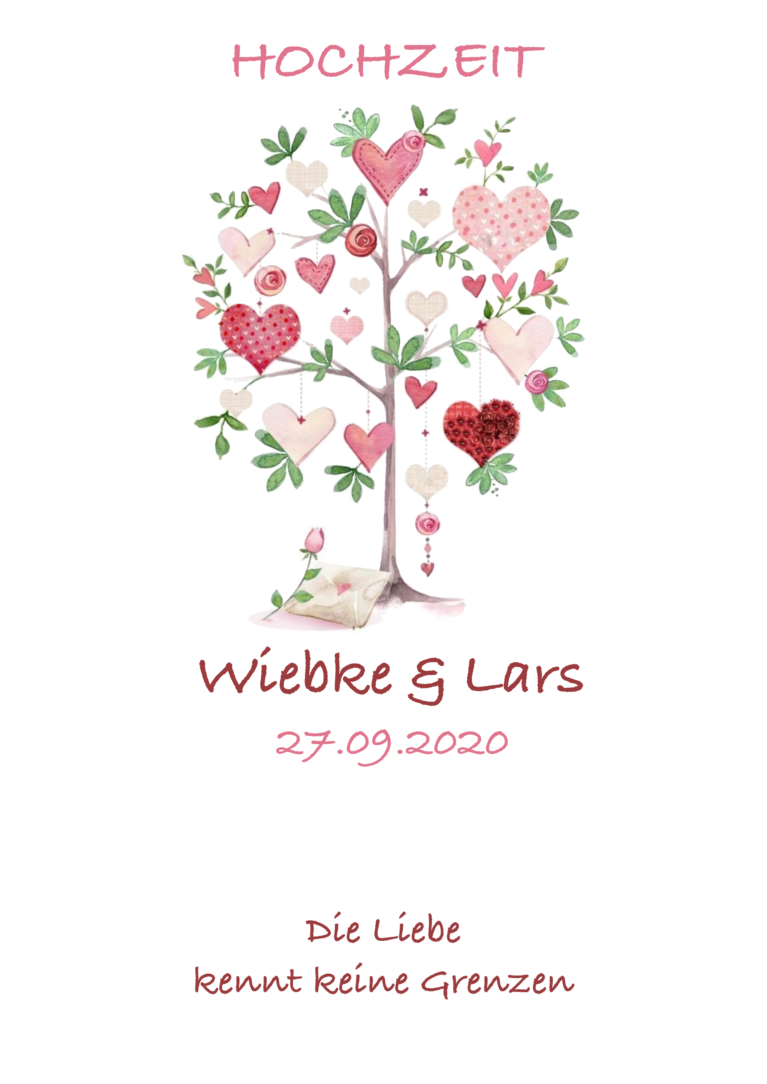 Hochzeitskerze Baum Liebe Herzen 