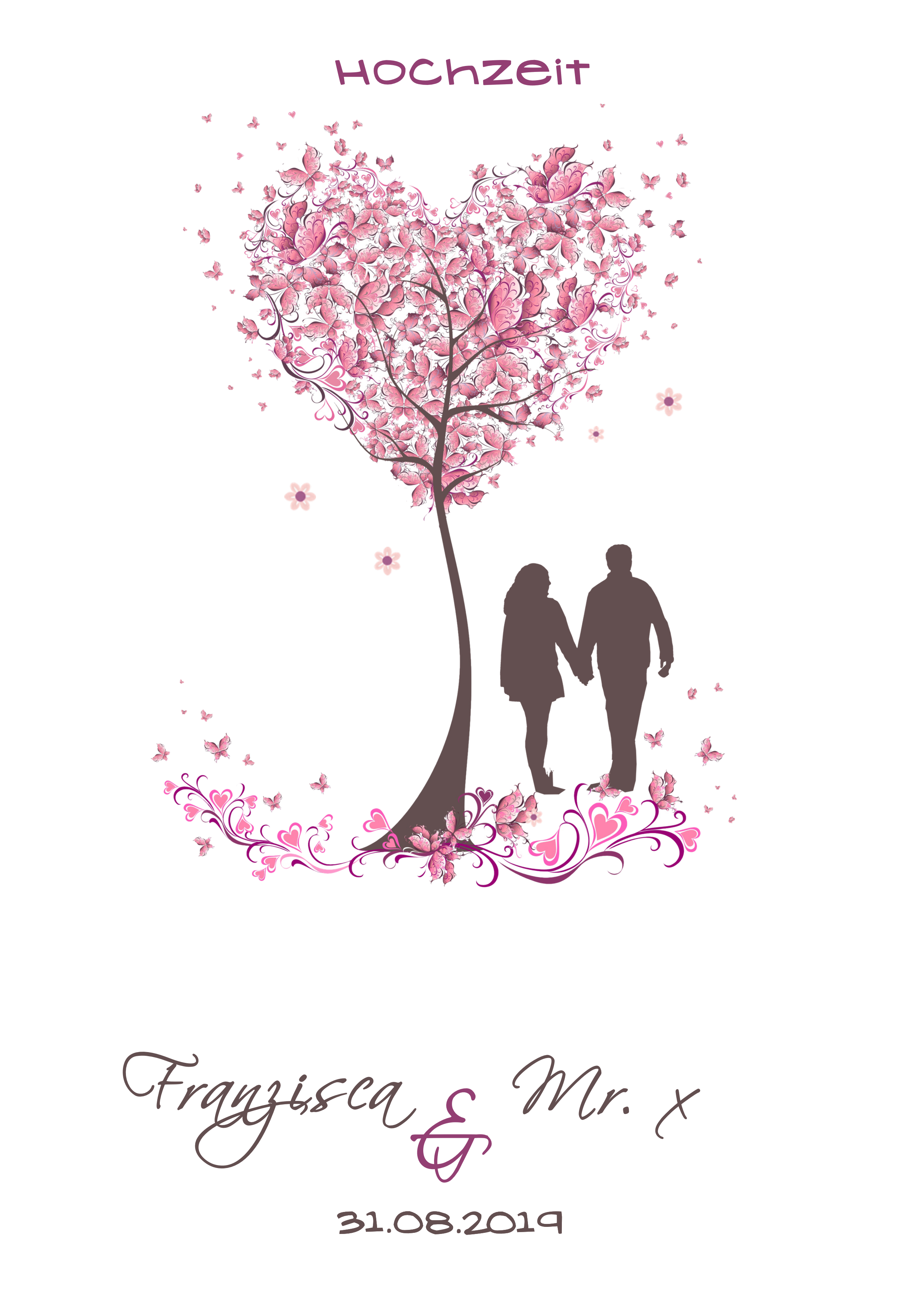 Hochzeitskerze Baum mit Paar