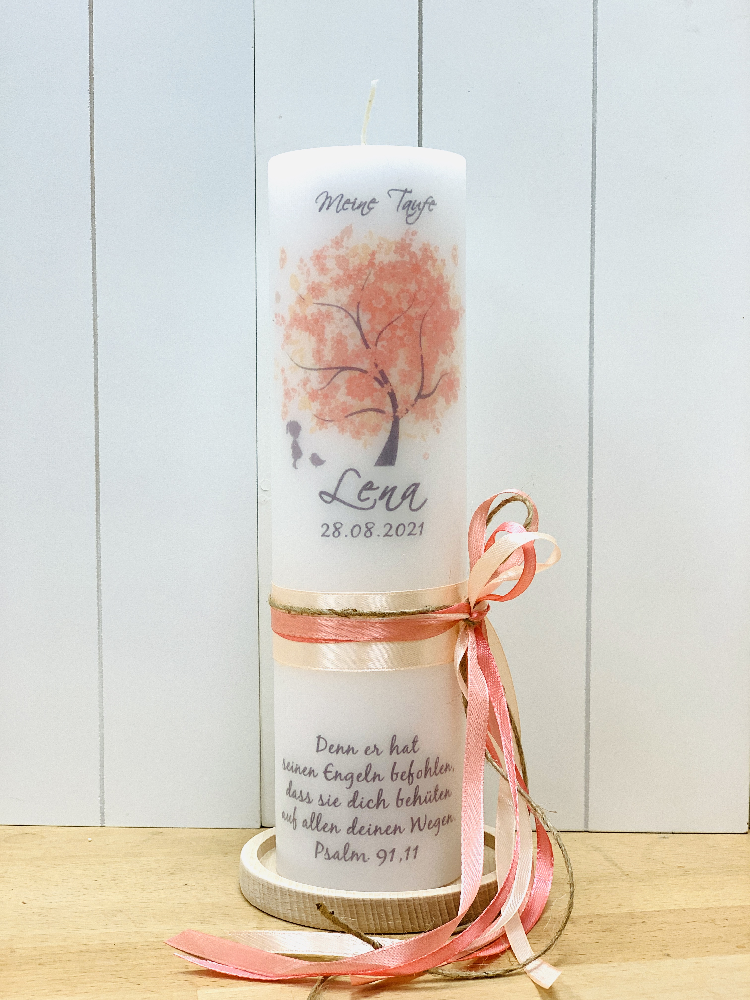 Baum des Lebens apricot mit dem schüchternem Mädchen Band einfach + Schleife seitlich