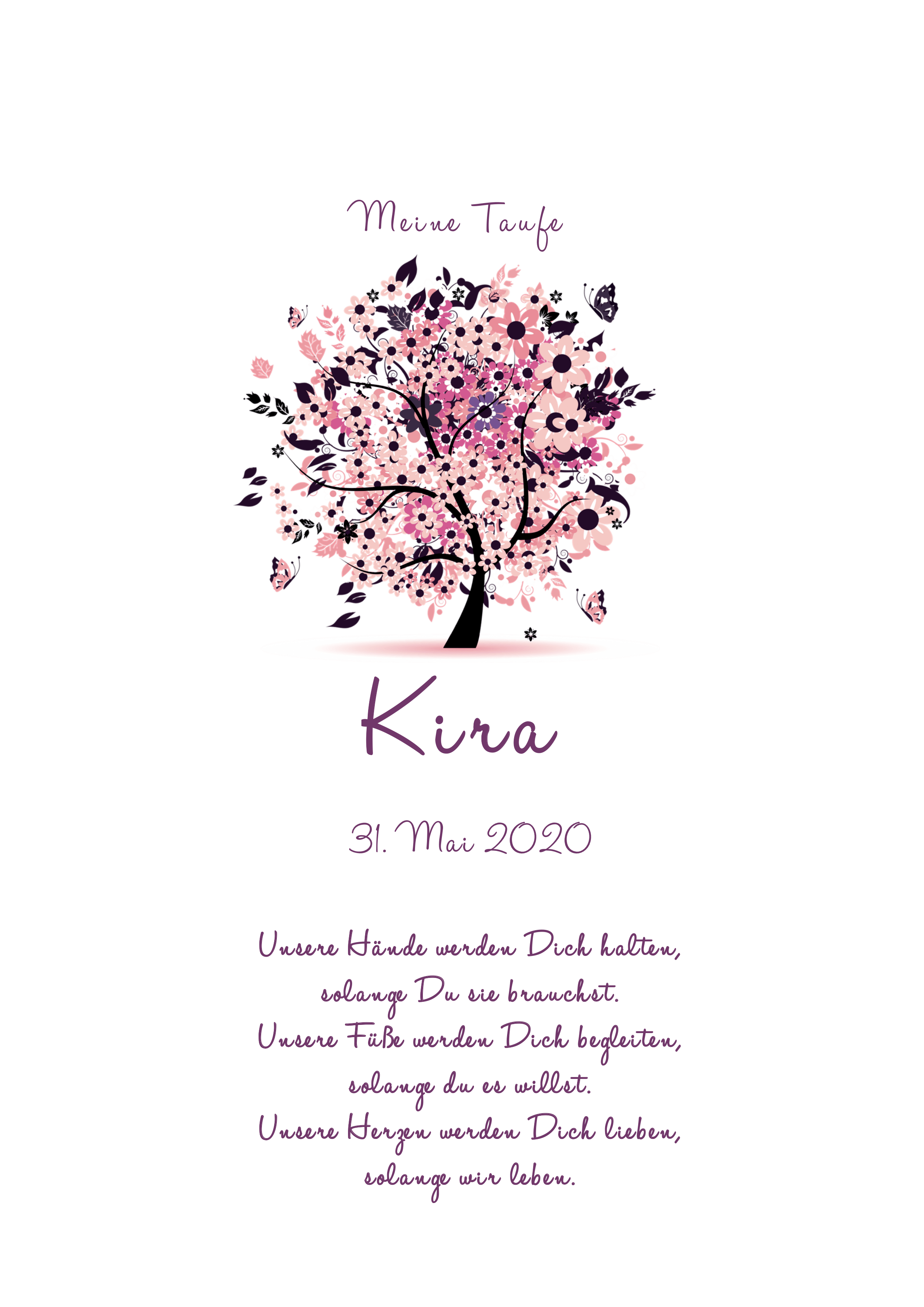 Kerze  Baum pflaume-rosa  Motiv 26