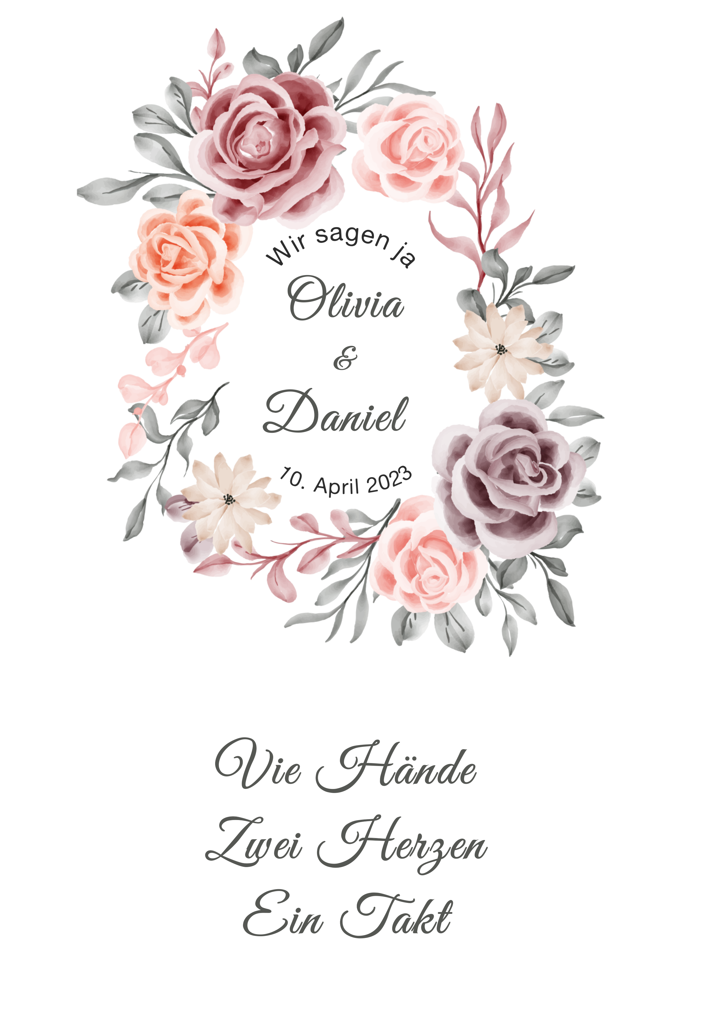 Traukerze Hochzeitskerze Rosen, Blüten oval (Motiv 806)
