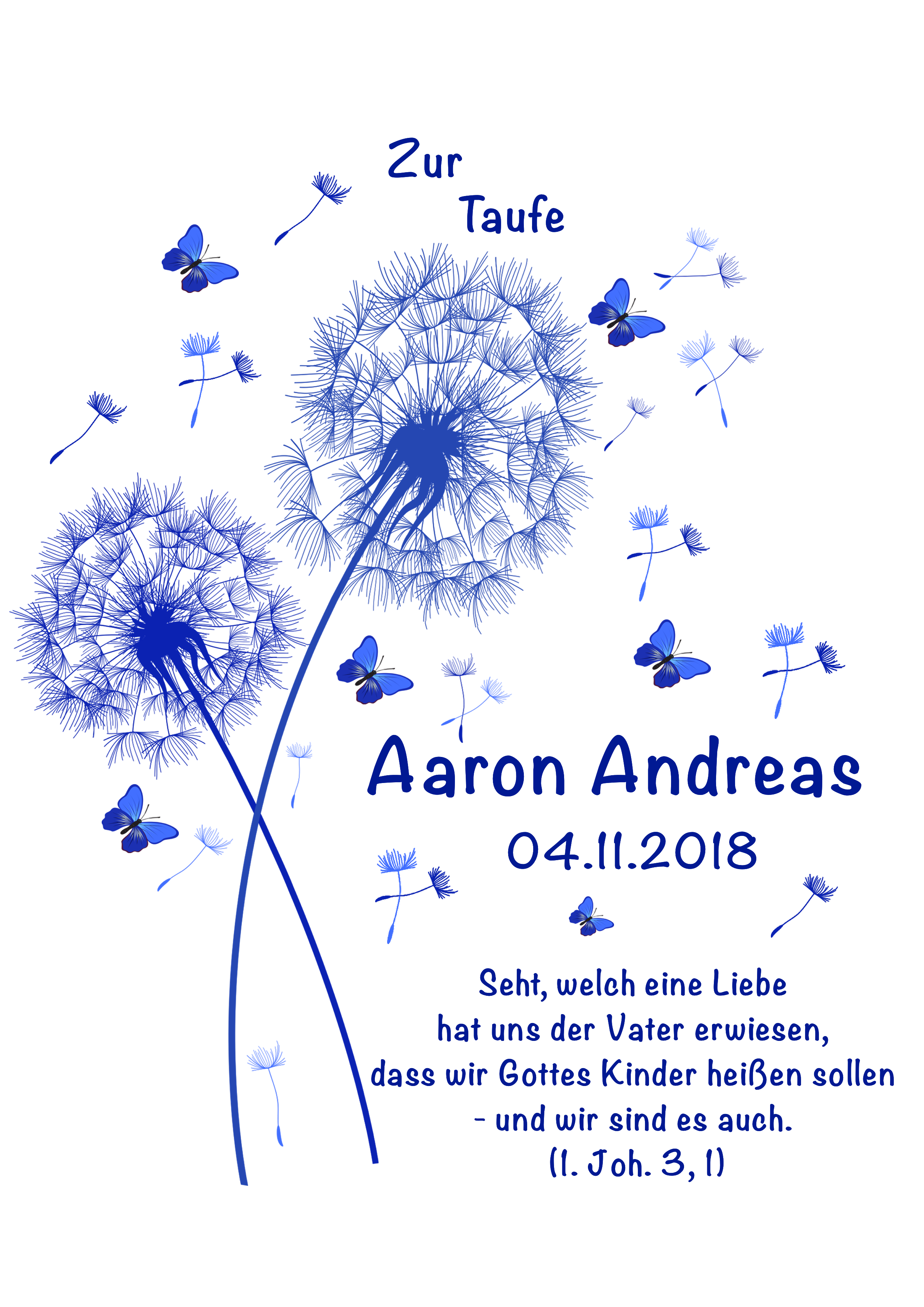Kerze Pusteblume blau