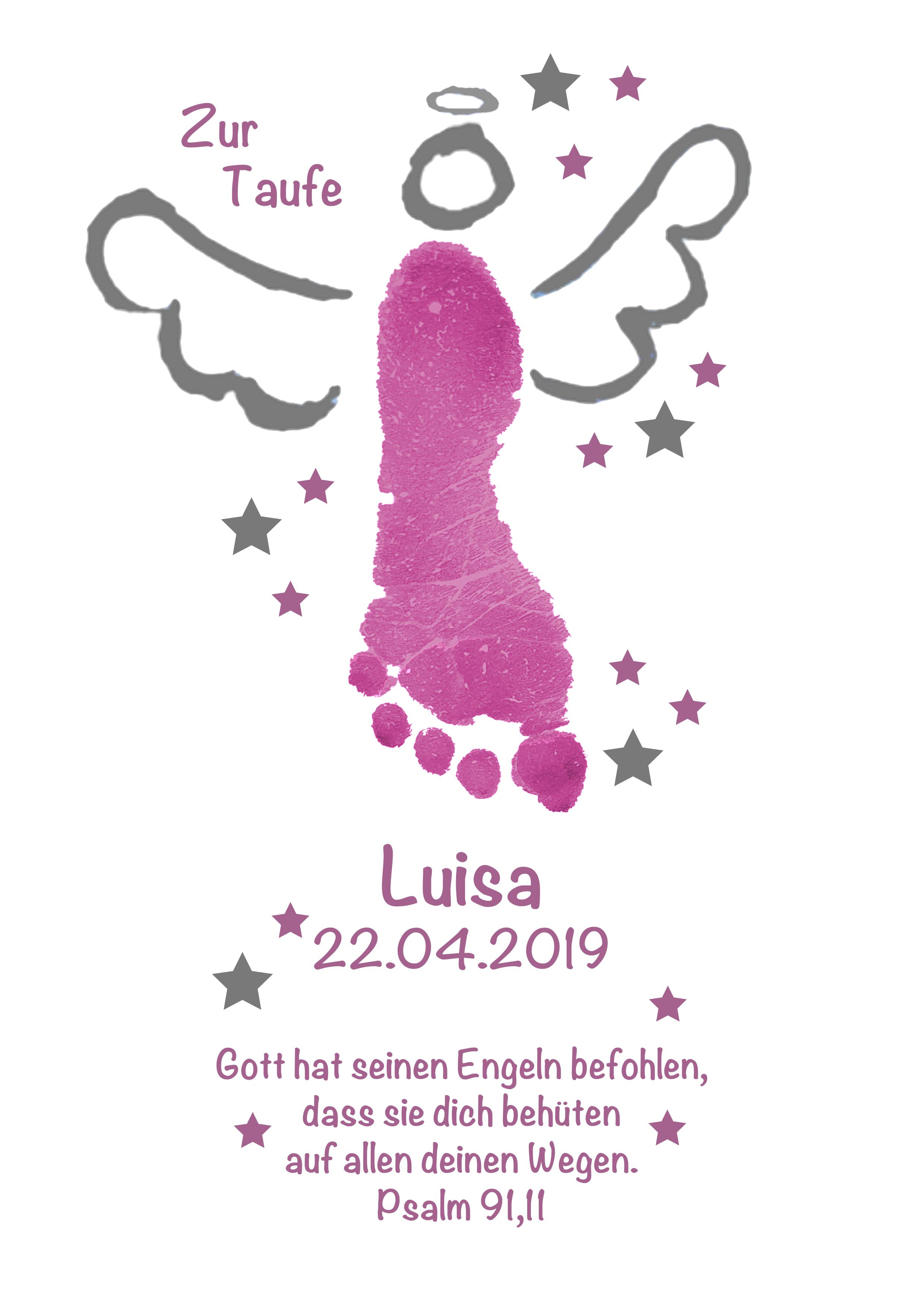 Kerze Engel Fußabdruck rosa
